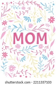 cute colorful mother's day card design vector
