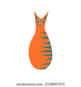 Cute colorful orange tabby cat looking like bowling pins. One from the collection for kids. Vector illustration	