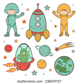 Cute colorful outer space collection