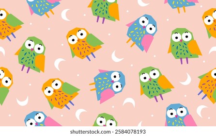 Cute colorful owl pattern background vector design