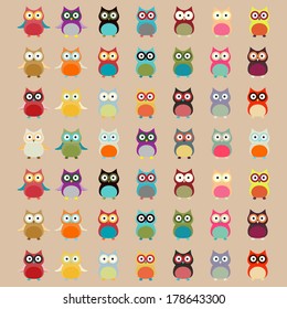 Cute Colorful Owl Pattern | Vector Background