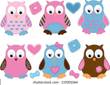 cute and colorful owls