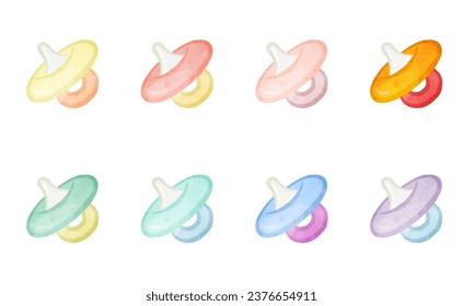 Cute colorful pacifier illustration set.