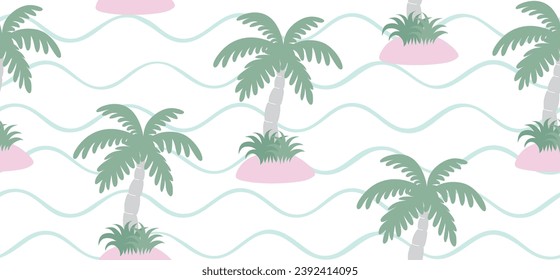 Cute colorful palm tree seamless pattern for summer holidays background.