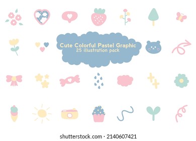 Cute Colorful Pastel Graphic Elements Pack