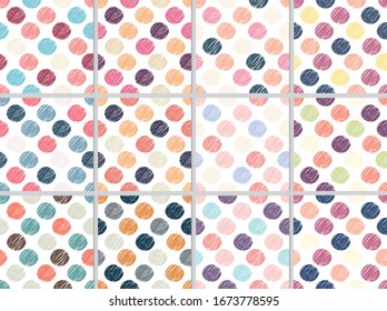 cute colorful pastel line circle seamless pattern collection eps10 vectors illustration