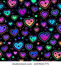 Cute colorful pattern and hearts