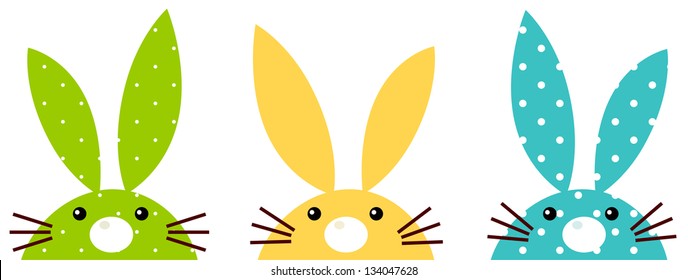 Cute colorful patterned bunny set isolated on white