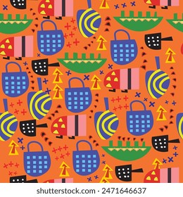 cute colorful patterns with plants and animals, for printing purposes, textiles, backgrounds, and so on