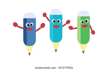 Cute colorful pencils and cute patterns.