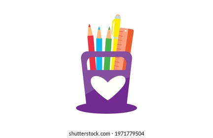 Cute colorful pencils and cute patterns.