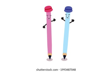 Cute colorful pencils and cute patterns.