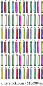 cute colorful pens pattern in cartoon style for your design