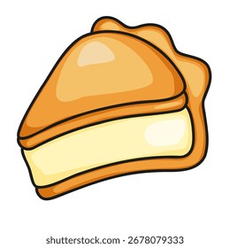 Cute colorful pie slice vector illustration isolated on white background for menus cafes and logos