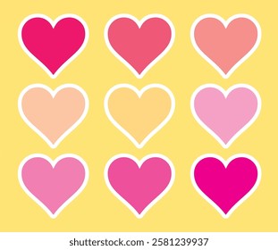 Cute Colorful Pink Heart Stickers – Valentine’s, Love, and Social Media Design Elements