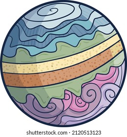 Cute colorful planet cartoon illustration