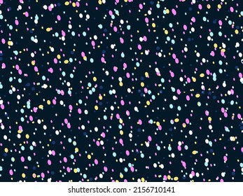 Cute colorful  polka dot vector pattern. Modern pattern of colored dots on dark blue background.