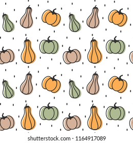 cute colorful pumpkins seamless vector pattern background illustration
