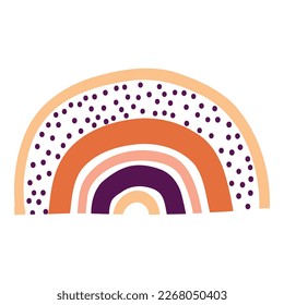 Cute colorful rainbow. Childish flat vector illustrations collection. Weather forecast, meteorology. Rainy clouds and stars isolated on white background. T shirt print design element.