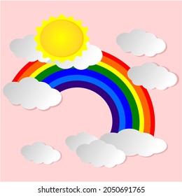 ilustración de arco iris adorable gráfico vectorial de color adecuado para fondo