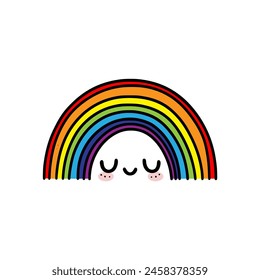 cute colorful rainbow kawaii cartoon vector illustration template design