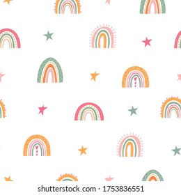 Cute Colorful rainbow seamless pattern background. Perfect for baby textile, wallpaper or kids stationery.