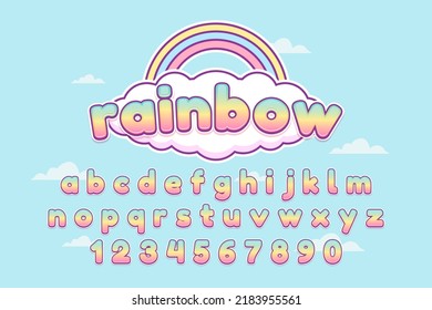 Cute Colorful Rainbow Text Effect And Alphabet