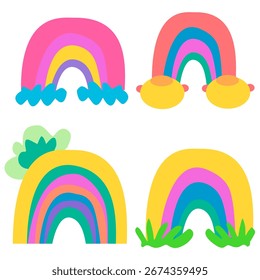 Cute Colorful Rainbow Vector Set