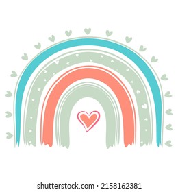 Cute colorful rainbows set. Kids drawing style. Vector flat  illustration