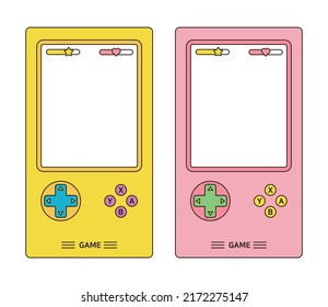 Cute, colorful retro game console illustration graphics.