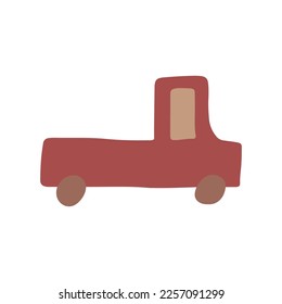 Cute colorful retro pink car icon elements illustration. Hand drawn style for design of children rooms, clothing, textiles. Vector illustration