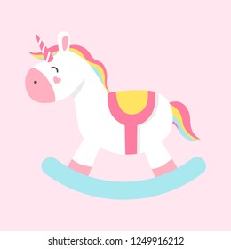 Cute colorful rocking horse vector