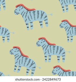 Cute colorful safari animals zebra turtle leopard tiger Leon elephant  seamless print pattern graphic tee design for kids market as vector