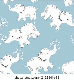 Cute colorful safari animals zebra turtle leopard tiger Leon elephant  seamless print pattern graphic tee design for kids market as vector