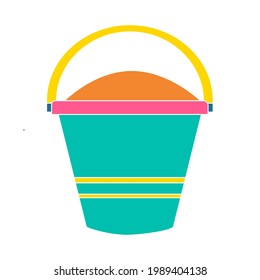 Cute and colorful sand pail vector illustration on a white background. Royalty-free.