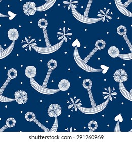 Cute colorful seamless pattern with anchor.