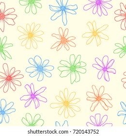 Cute colorful seamless pattern flowers. Pretty daisies texture.