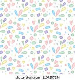 Cute colorful seamless pattern with geomentric ornament