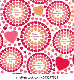 Cute colorful seamless pattern with hearts, Happy Valentine's day background, vector illustration