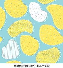 Cute colorful seamless pattern with odd shapes in scandinavian style