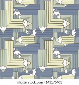 cute colorful seamless pattern with pencils, vector illustration