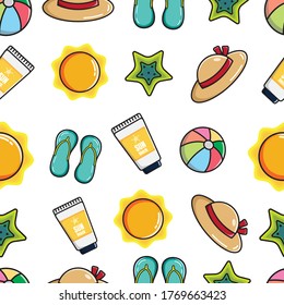 Cute Colorful Seamless Pattern Summer and Beach