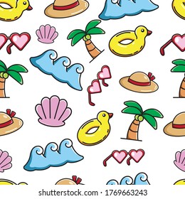 Cute Colorful Seamless Summer and Beach Pattern