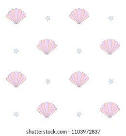 cute colorful seashells seamless vector pattern background illustration