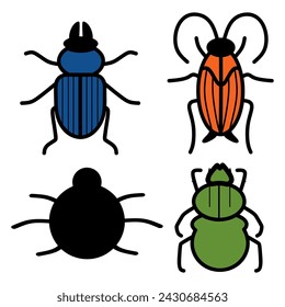 Cute colorful set of hand drawn insects vector collection
