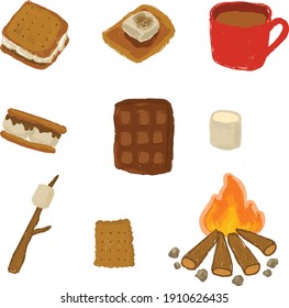 Cute colorful set of  s'more vector