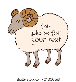 cute colorful sheep with place for text - symbol 2015 - vector illustration for design