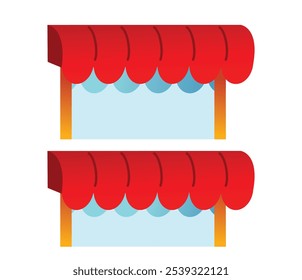 Cute and colorful shop awning illustration. Perfect for children's books, cityscapes, and retail branding. Includes both a colored and line art version.
