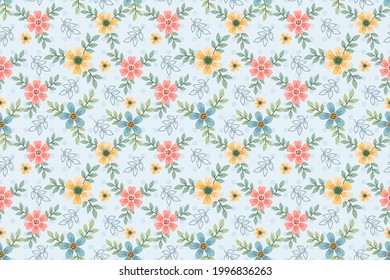 Cute colorful small flowers seamless pattern. 
