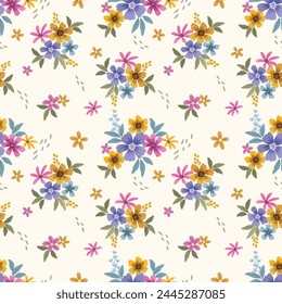 Cute colorful small flowers seamless pattern. Elegant template for fashion prints. seamless design for fabric textile wallpaper.